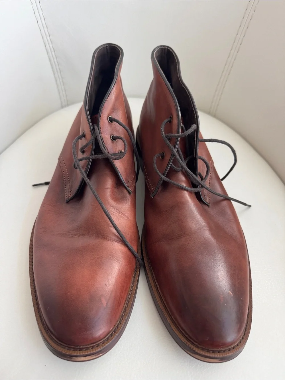 Joseph Abboud Burnt Chestnut Leather Chukka Boots